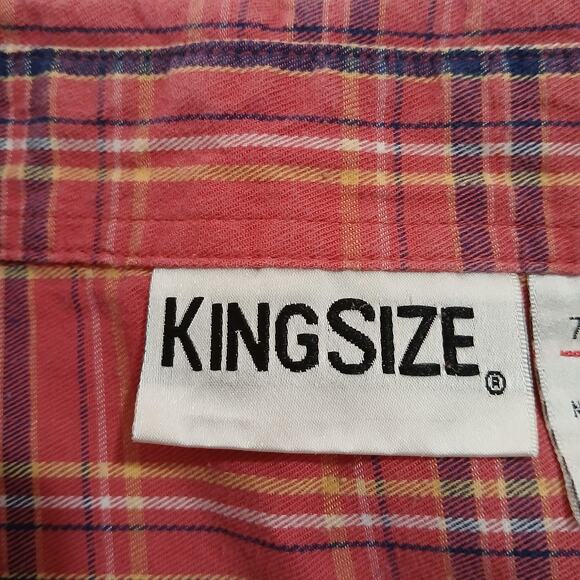 KING SIZE 100% cotton Short-Sleeve Plaid Sport Shirt 4XL Pink Plaid - Picture 10 of 16